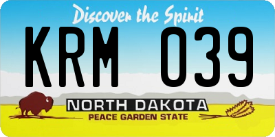 ND license plate KRM039