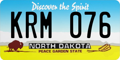 ND license plate KRM076