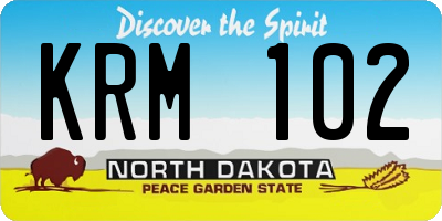 ND license plate KRM102