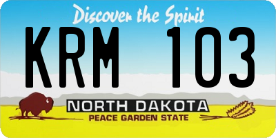 ND license plate KRM103