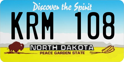 ND license plate KRM108