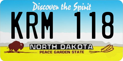 ND license plate KRM118