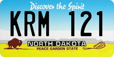 ND license plate KRM121