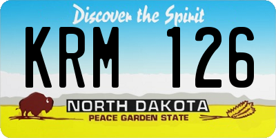 ND license plate KRM126