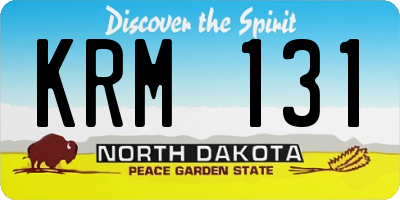 ND license plate KRM131