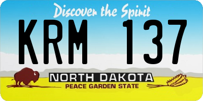 ND license plate KRM137