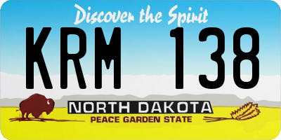 ND license plate KRM138
