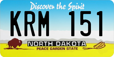 ND license plate KRM151