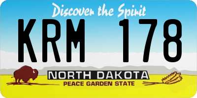 ND license plate KRM178