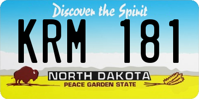ND license plate KRM181