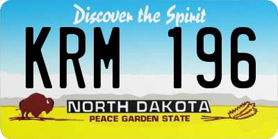 ND license plate KRM196
