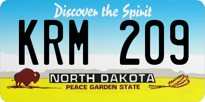 ND license plate KRM209