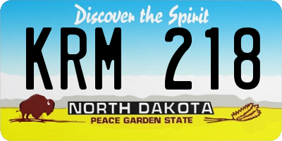 ND license plate KRM218