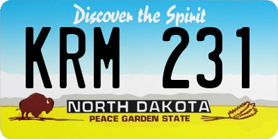 ND license plate KRM231