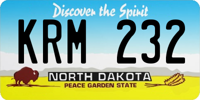 ND license plate KRM232