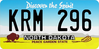 ND license plate KRM296