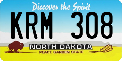 ND license plate KRM308