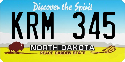 ND license plate KRM345