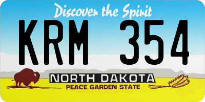 ND license plate KRM354