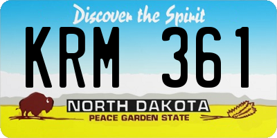 ND license plate KRM361