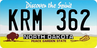 ND license plate KRM362