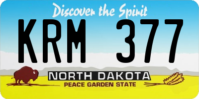 ND license plate KRM377