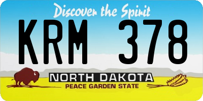 ND license plate KRM378