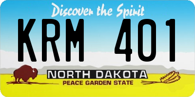 ND license plate KRM401
