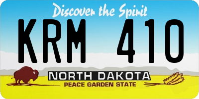 ND license plate KRM410