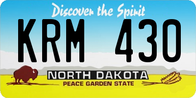 ND license plate KRM430