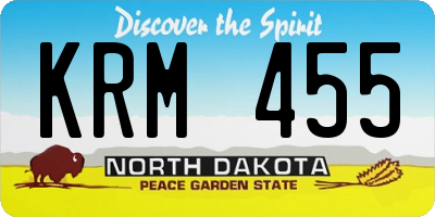 ND license plate KRM455