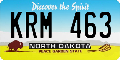 ND license plate KRM463