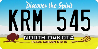 ND license plate KRM545