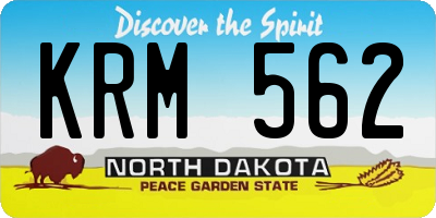 ND license plate KRM562