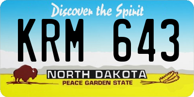 ND license plate KRM643