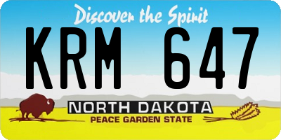 ND license plate KRM647