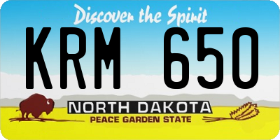 ND license plate KRM650