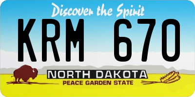 ND license plate KRM670