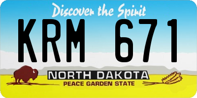 ND license plate KRM671