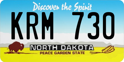 ND license plate KRM730