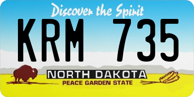 ND license plate KRM735