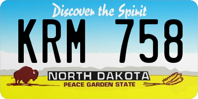 ND license plate KRM758