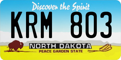 ND license plate KRM803