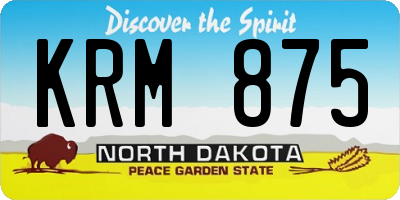 ND license plate KRM875