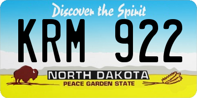 ND license plate KRM922