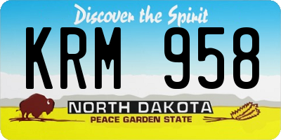ND license plate KRM958