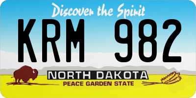 ND license plate KRM982