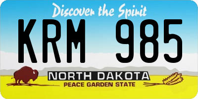 ND license plate KRM985
