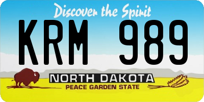 ND license plate KRM989