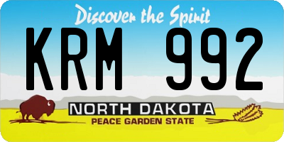 ND license plate KRM992